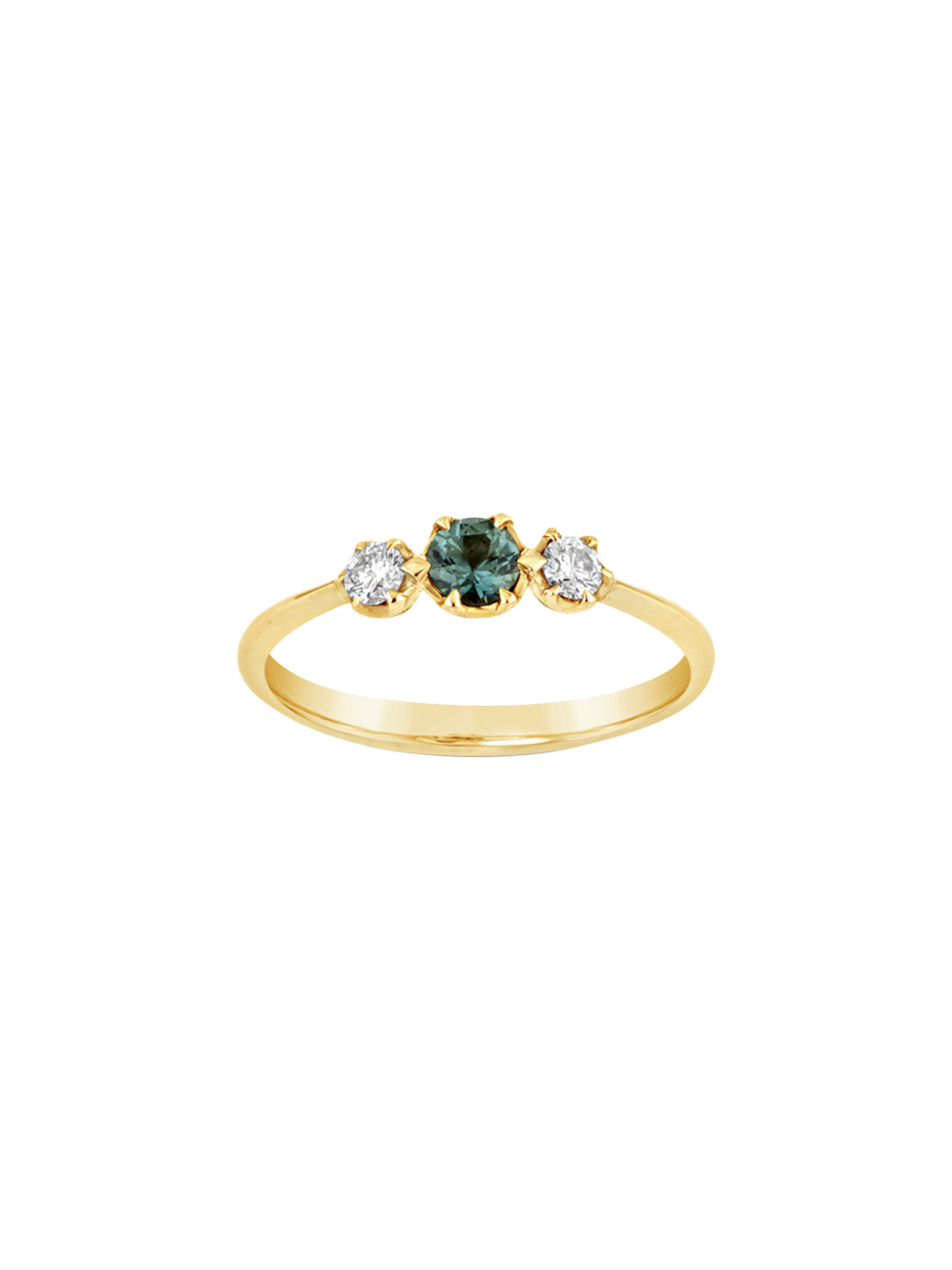 Elyhara 18k fine montana green sapphire & diamond small trilogy ring